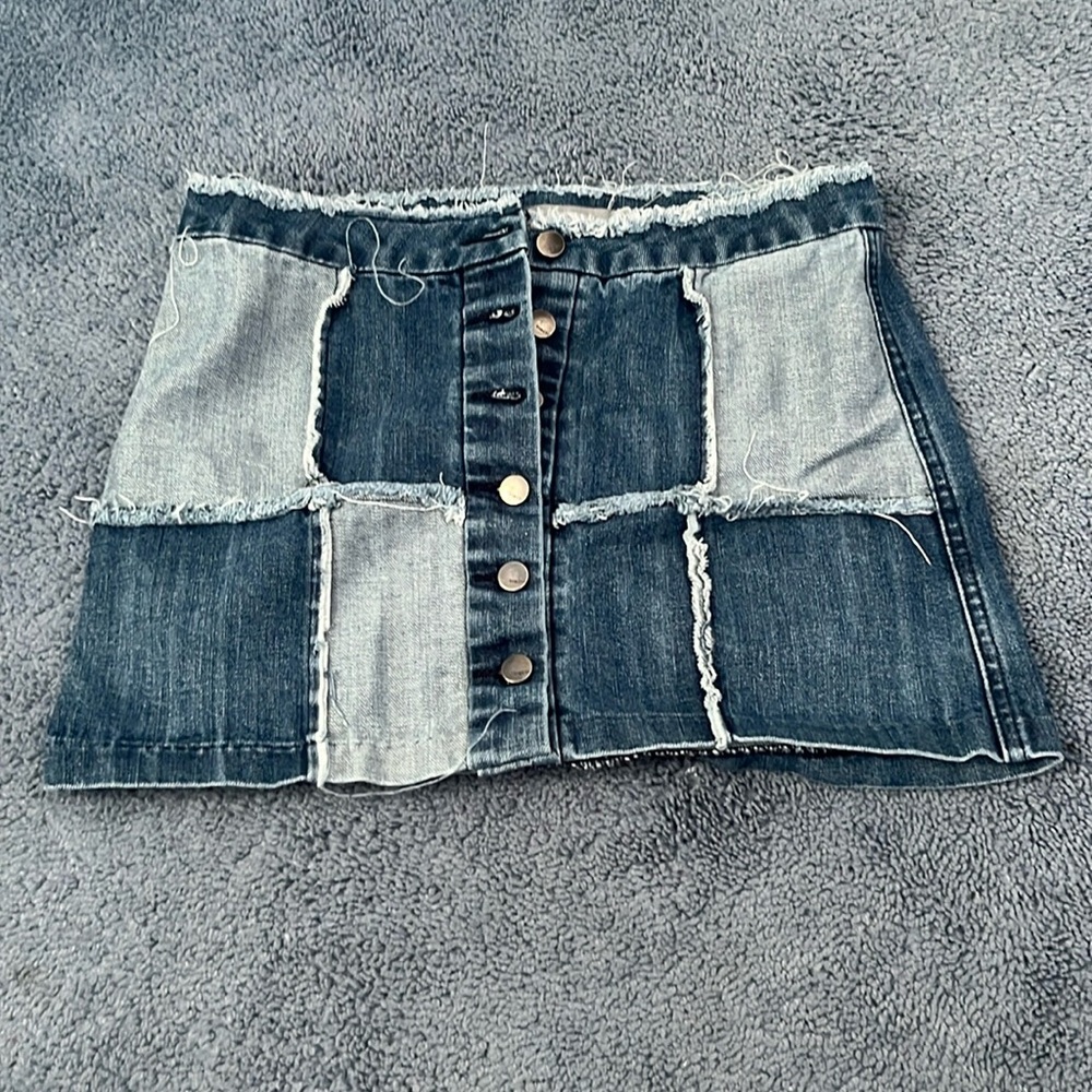 A denim mini skirt